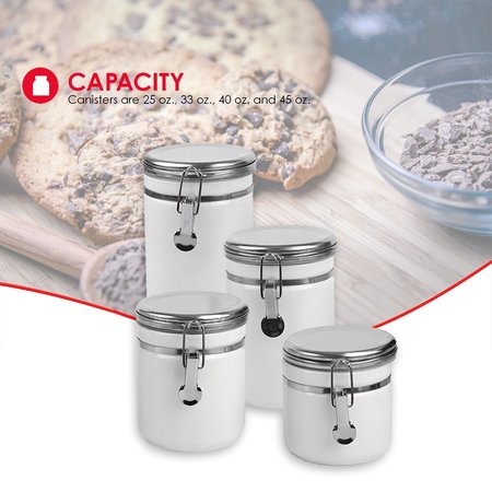 Hds Trading 4 Piece  Canister Set with Stainless Steel Tops ZOR95951